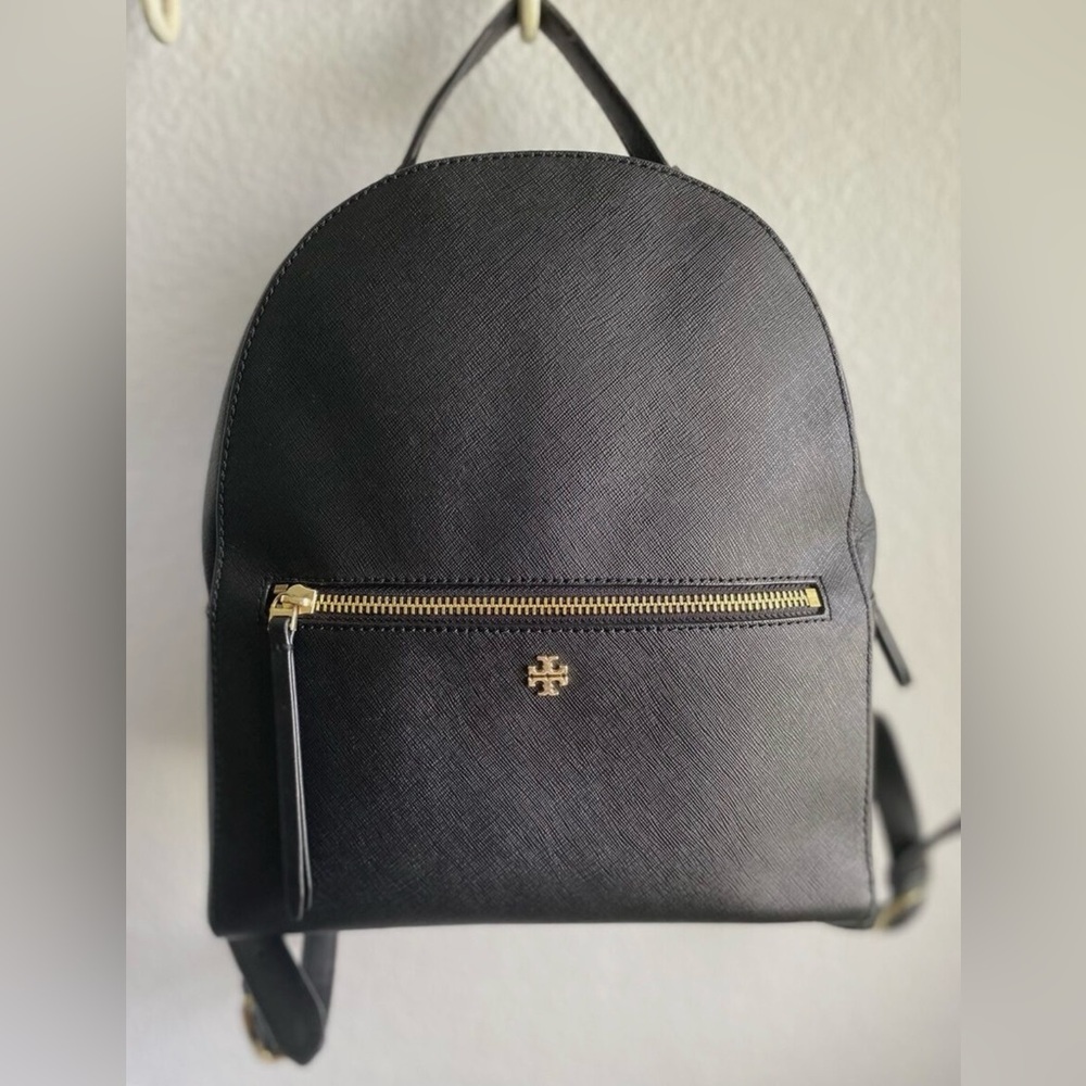 Authentic Tory Burch Emerson black leather backpack